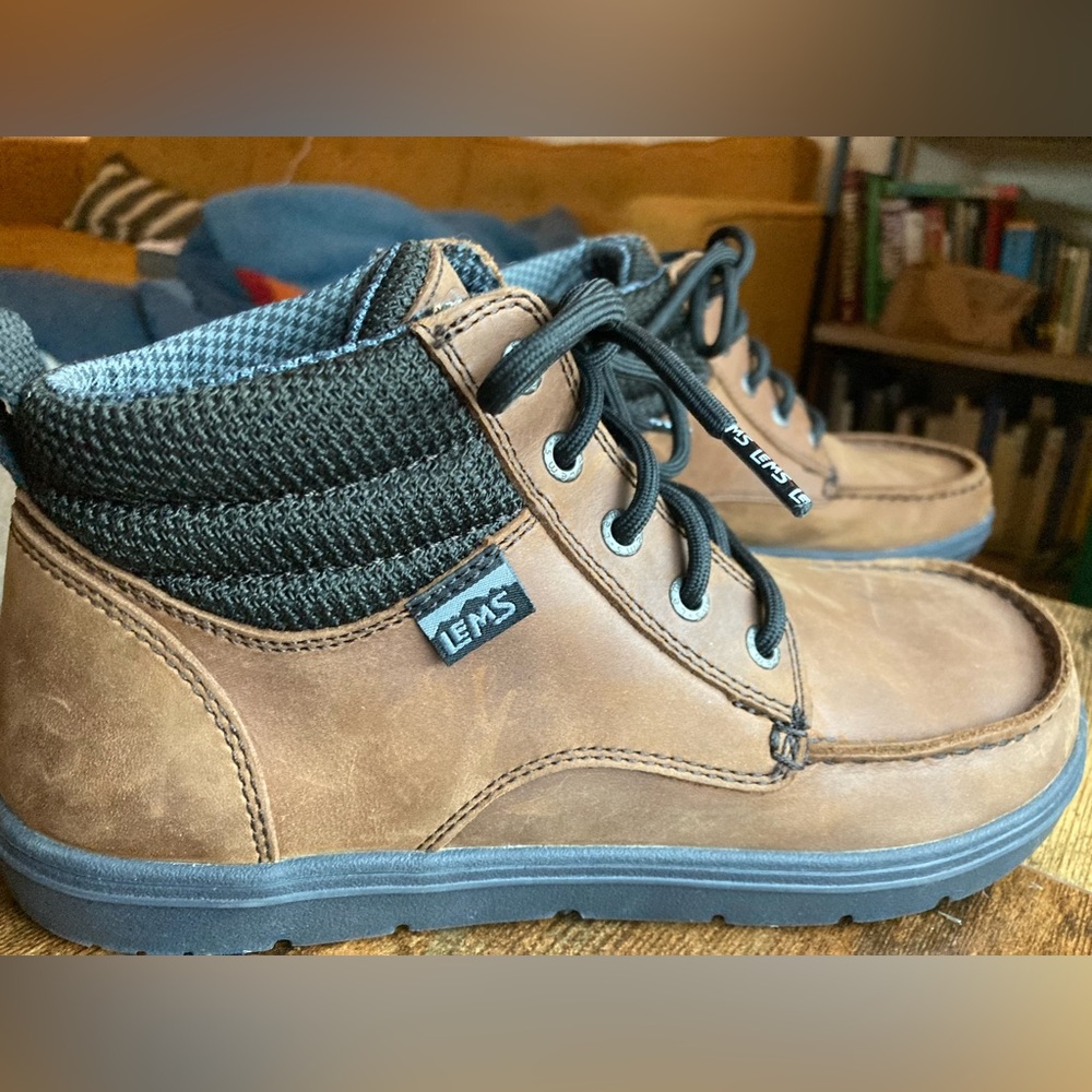 LEMS BOULDER BOOT MID LEATHER. Barefoot boots W10.5 M9 *NEW*